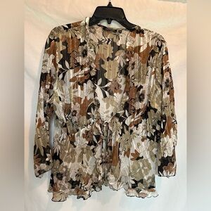 Notations Brown and Cream Floral Blouse